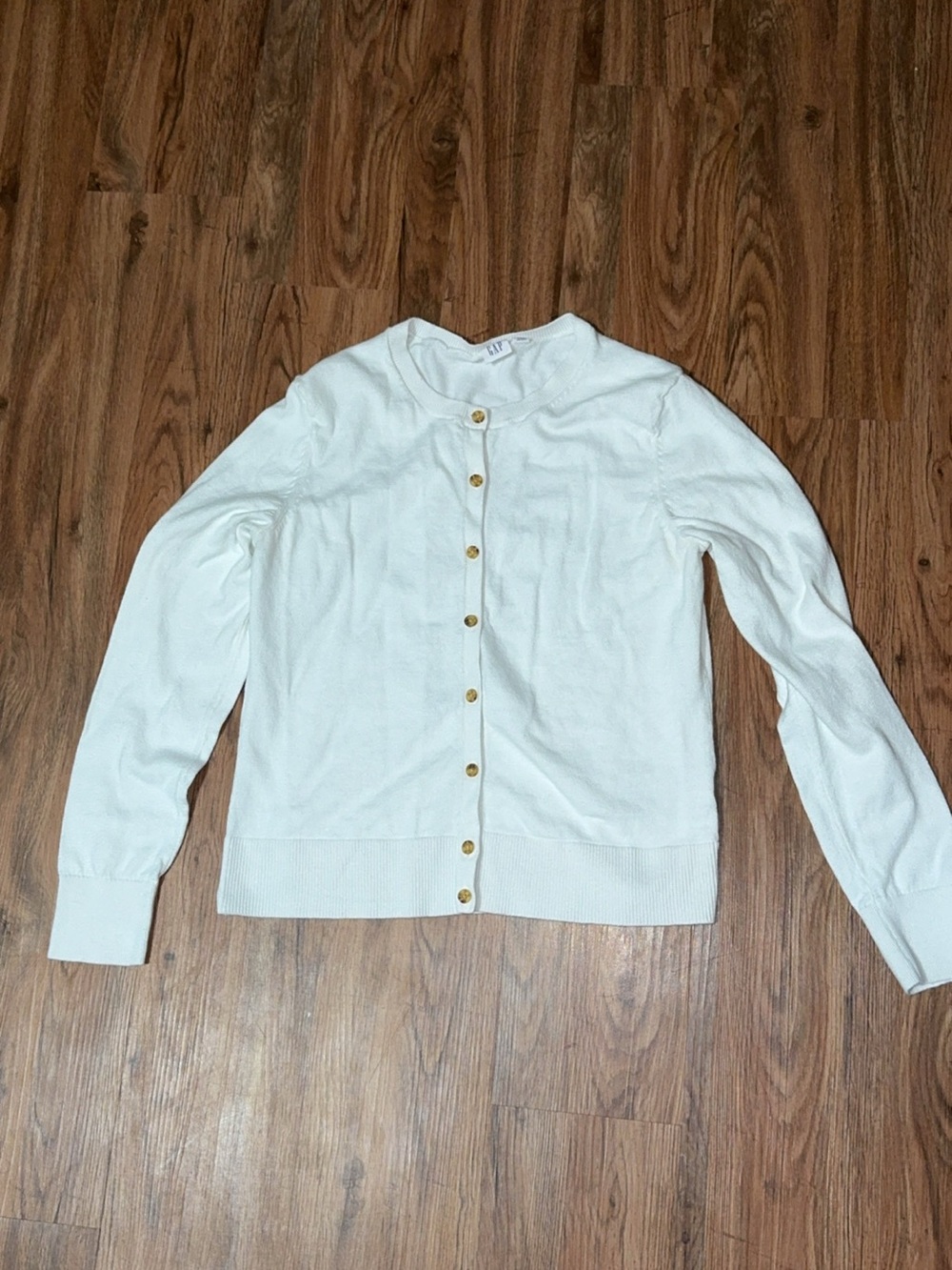 Gap White Classic Crewneck Button-Up Cardigan Sweater (Size M)